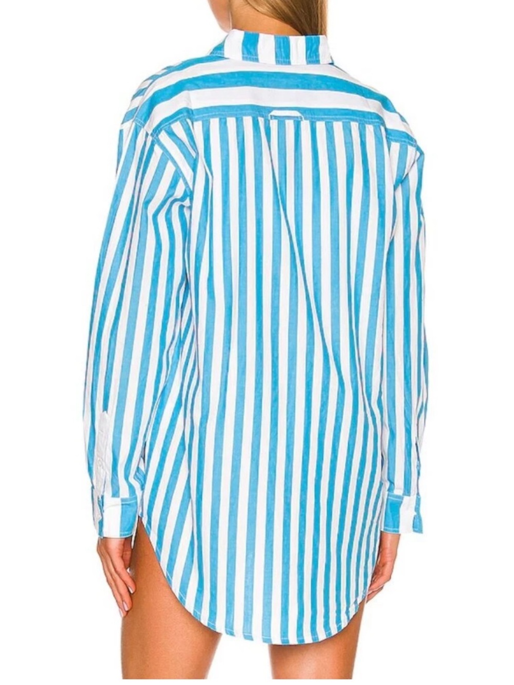 Solid and Striped Blue Oxford Tunic Shirt in Peacock Blue (122) - Picture 2 of 9